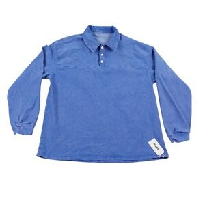 Ouku Polo Sweatshirt Mens XL Blue Washed Denim Surf Skater New